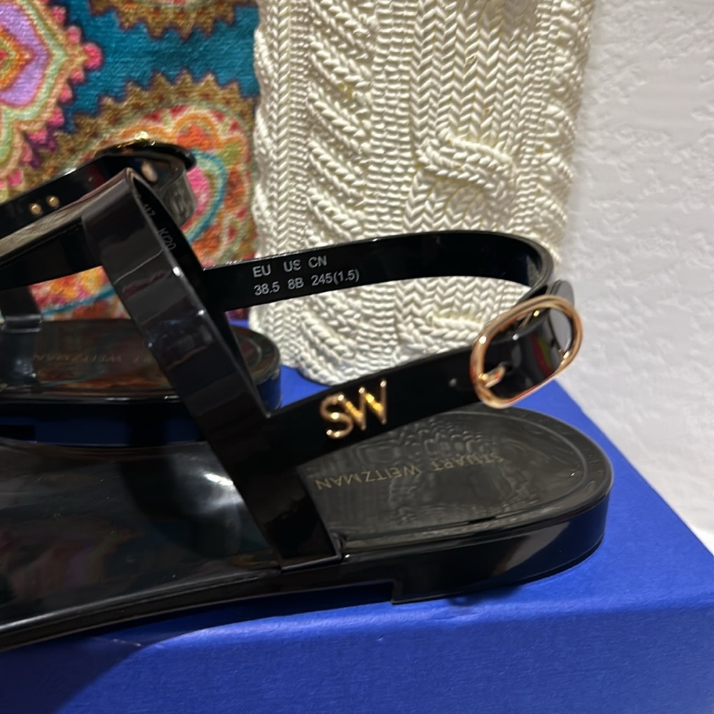Stuart Weitzman Black Flat Sandals - image 2